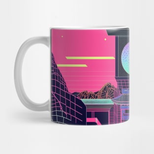 neon valley flight of the digital dragon Mug